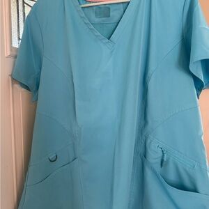Blue V-Neck Scrub Top